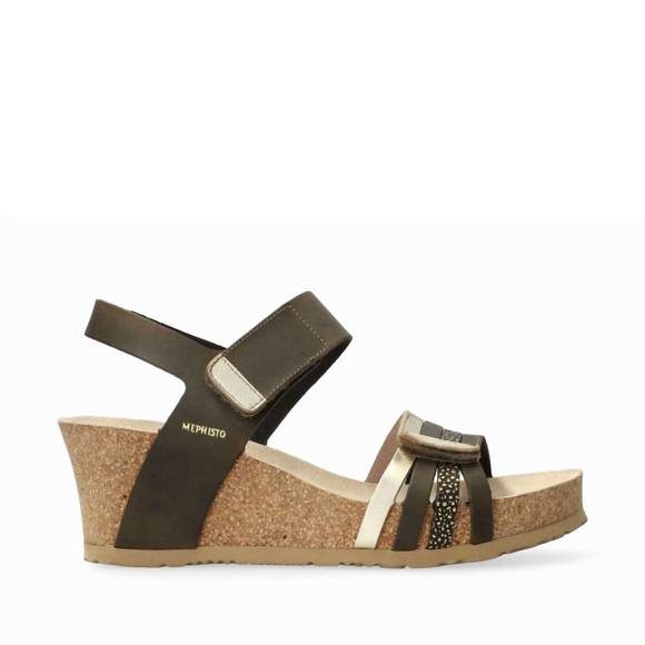 Mephisto Women's Sandal With Wedge Heel - Adjustable Straps, Cork Footbed & Soft-Air Technology